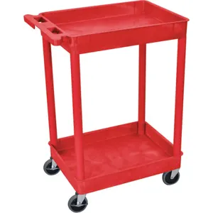 LUXOR STC11 Utility Cart 300 lb. Capacity PE 2 Shelves Red | AA6FQY 13W630