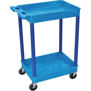 LUXOR STC11 Utility Cart 300 lb. Capacity PE 2 Shelves Blue | AA6FQZ 13W631