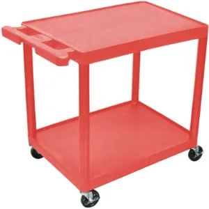 LUXOR STC22 Utility Cart 300 lb Cap PE 2 Shelves 24 L Red | AA6FRG 13W641