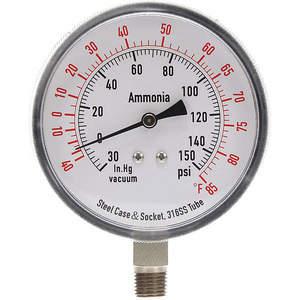 APPROVED VENDOR 4CFW8 Compound Gauge Ammonia 3 1/2 Inch 150 Psi | AD6XLR