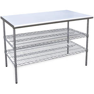 APPROVED VENDOR 4UEL8 Worktable W 60 D 30 With 2 Wire Shelves | AD9QPQ