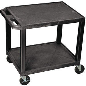 LUXOR WT26E-B BLACK Utility Cart 150 Lb. Capacity Resin 2 Shelves | AF4RKT 9GMU7