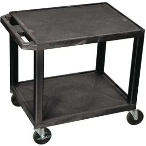 LUXOR WT26E-B BLACK Utility Cart 150 Lb. Capacity Resin 2 Shelves | AF4RKT 9GMU7