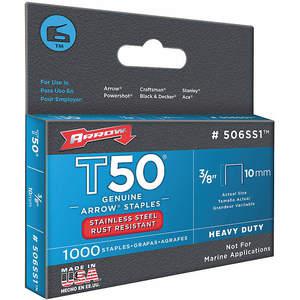 ARROW FASTENER 506SS1 Staples T50 Stainless Steel 3/8 x 3/8 Inch Length - Pack Of 1000 | AE4HWG 5KPW1