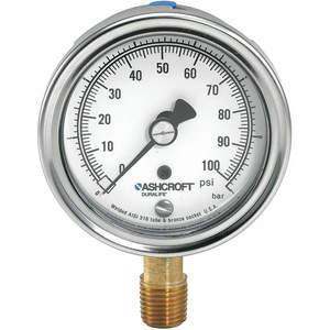 ASHCROFT 251009AW02L100# Gauge Pressure 0 to 100 psi 2-1/2 Inch | AH3QVZ 33HR47