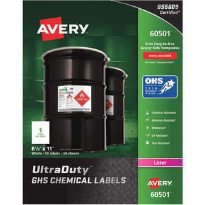 AVERY 60501 GHS Chemical Label Laser PK50 | AH8TBU 38YV51