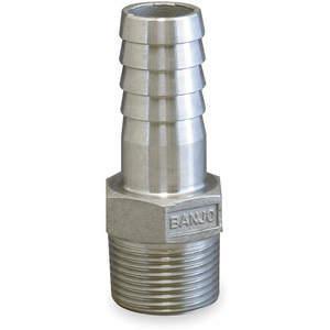 BANJO FITTINGS HB050SS Hose Barb, 316 Stainless Steel, 1/2 Inch Mpt X 1/2 Inch Size | AC8TWU 3DTR1