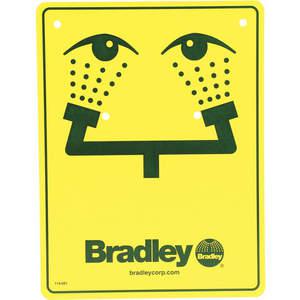 BRADLEY 114-051 Safety Sign, Eyewash, Yellow | AH3FAU 31KN75