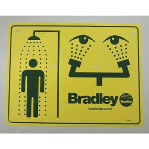 BRADLEY 114-052 Sicherheitsschild, Nassdusche und Augenspülung, Gelb | AH3FAV 31KN76