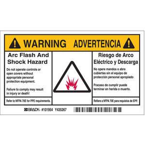 BRADY 101954 Arc Flash Protection Label - Pack Of 5 | AC3ZKC 2XU85