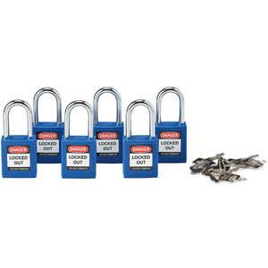 BRADY 105891 Lockout-Vorhängeschloss, gleichschließend, blau, 1/4 Zoll – 6er-Pack | AC8EFE 39N171