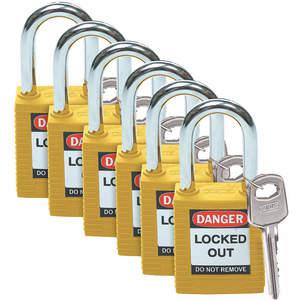 BRADY 105892 Lockout Padlock Keyed Alike Yellow 1/4 Inch - Pack Of 6 | AC8EFF 39N172