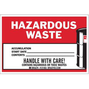 BRADY 121063 Vinyl-Etikett für gefährliche Abfälle – 100 Stück | AA7GWE 15Y484