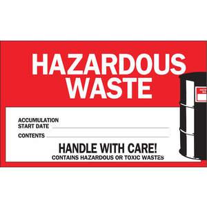BRADY 60445 Hazardous Waste Label Semi-Glss Paper PK100 | AG9KTU 20TD80