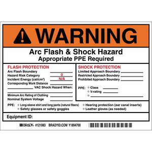 BRADY 121083 Arc Flash Protection Label 5 Inch H - Pack Of 5 | AE6DZM 5RB67
