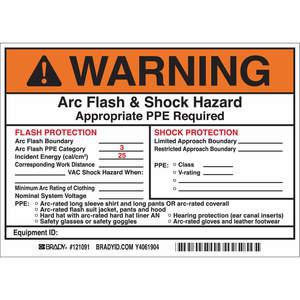 BRADY 121091 Arc Flash Protection Label 5 Inch H - Pack Of 5 | AE6DZV 5RB75
