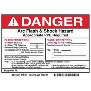 BRADY 121092 Arc Flash Protection Label 5 Inch H - Pack Of 5 | AE6DZW 5RB76
