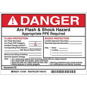 BRADY 121094 Arc Flash Protection Label 5 Inch H - Pack Of 5 | AE6DZY 5RB78