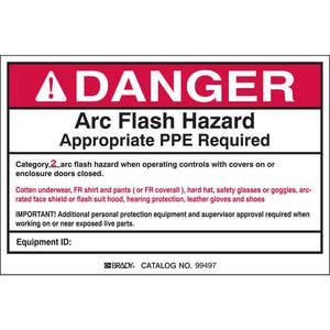 BRADY 121110 Arc Flash Protection Label 4 Inch Height x 6 Inch Width PK5 | AG9JYT 20RY50