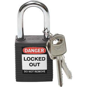 BRADY 123269 Lockout Padlock Keyed Alike Black 1/4 Inch - Pack Of 3 | AC8EEZ 39N166