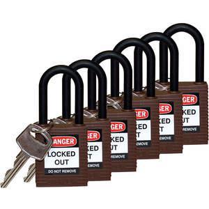 BRADY 123357 Lockout-Vorhängeschloss mit unterschiedlichem Schlüssel, braun, 1/4 Zoll – 6er-Pack | AC8EHU 39N231