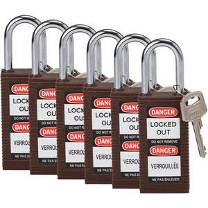 BRADY 123429 Lockout-Vorhängeschloss, gleichschließend, braun, 1/4 Zoll – 6er-Pack | AC8ELC 39N285