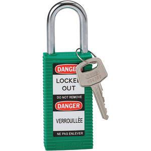 BRADY 123407 Lockout Padlock, Diffrent Key, Green, 1/4 Shackle Diameter | AC8EJV 39N255