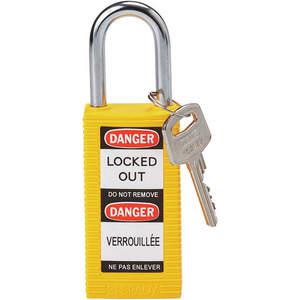 BRADY 123408 Lockout-Vorhängeschloss mit unterschiedlichem Schlüssel, gelb, 1/4 Zoll Durchmesser | AC8EJU 39N254