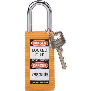 BRADY 123409 Lockout-Vorhängeschloss mit unterschiedlichem Schlüssel, Orange, 1/4 Zoll Durchmesser | AC8EJW 39N256