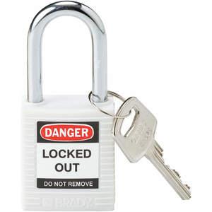 BRADY 143123 Lockout-Vorhängeschloss mit unterschiedlichem Schlüssel, weiß, 1/4 Zoll. Durchmesser | AC8EEP 39N157