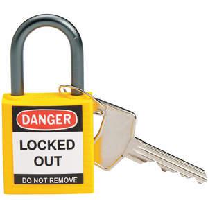 BRADY 118930 Lockout-Vorhängeschloss mit unterschiedlichem Schlüssel, Gelb, 1/5 Zoll. - Packung mit 6 | AC8EGA 39N190