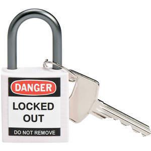 BRADY 118932 Lockout-Vorhängeschloss mit unterschiedlichem Schlüssel, weiß, 1/5 Zoll. - Packung mit 6 | AC8EGG 39N196