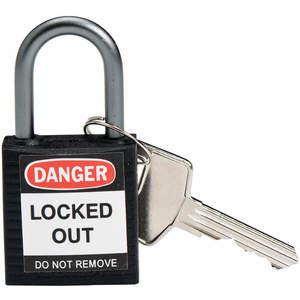 BRADY 118934 Lockout-Vorhängeschloss mit unterschiedlichem Schlüssel, Schwarz, 1/5 Zoll. - Packung mit 6 | AC8EGD 39N193