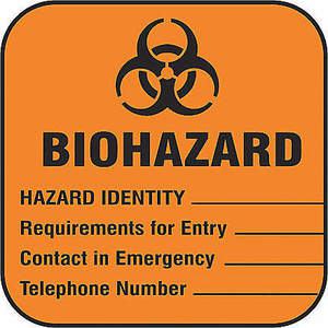 BRADY 22350LS Biohazard Label Write Info 100 Pk | AF3PBV 8ACV4