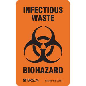 BRADY 22351LS Zweisprachiges Biohazard-Etikett 3 Zoll H – Packung mit 100 Stück | AF4FWV 8VL23