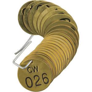 BRADY 23257 Nummeriertes Schild, 1-1/2 Durchmesser, Messing, 25 Stück | AF6ZXW 20TD90