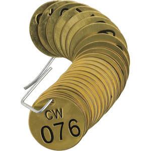 BRADY 23259 Nummeriertes Schild, 1-1/2 Durchmesser, Messing, 25 Stück | AF6ZXY 20TD92