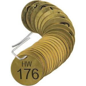 BRADY 23419 Number Tag Brass Series Hw 176-200 Pk25 | AG6EJT 35TA83