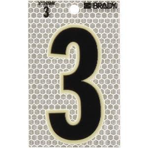 BRADY 3010-3 Ultra Reflective Numbers 3 - Pack Of 10 | AA6RFW 14R139