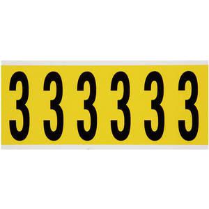 BRADY 3450-3 Number Label 3 1-1/2 Inch Width x 3-1/2 Inch Height | AH2CAC 24UZ39
