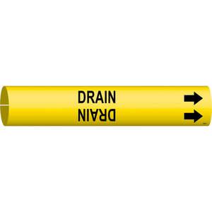 BRADY 4054-A Pipe Marker Drain Yellow 3/4 To 1-3/8 In | AE3ZGD 5GXN2