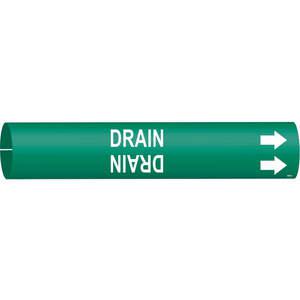 BRADY 4055-A Pipe Marker Drain Green 3/4 To 1-3/8 In | AE3ZGF 5GXN4