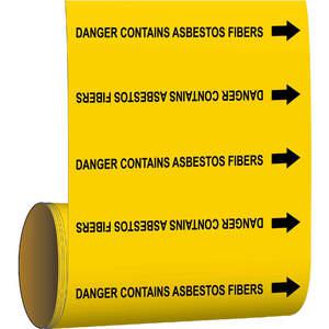 BRADY 15527 Pipe Marker Danger Contains Asbestos Fibers | AF4QAQ 9F741