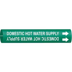 BRADY 4318-B Pipe Marker Domestic Hot Water Supply Green | AE3ZRJ 5GYE9