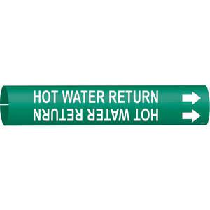 BRADY 4337-A Pipe Marker Hot Water Return 3/4 To 1-3/8 In | AC9HZR 3GTW9