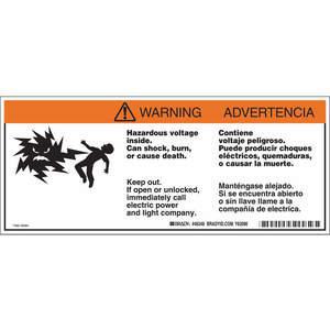 BRADY 46348 Warning Labels 4-1/2 Inch Height x 10-3/4 Inch Width Tape | AG9KAB 20RY81