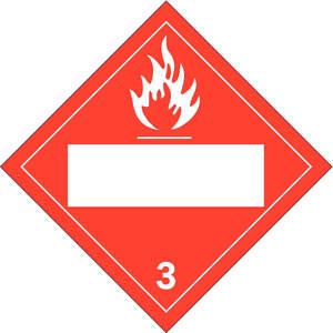 BRADY 60410 Vehicle Placard Flammable 3 White/red | AD4DMU 41F586