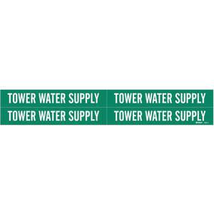 BRADY 7287-4 Pipe Marker Tower Water Supply 3/4 To 2-3/8 | AE3ACR 5ADZ8