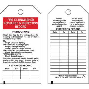 BRADY 76222 Fire Extinguisher Recharge Maintenance Received Tag Osha - Pack Of 25 | AF2HPM 6U908