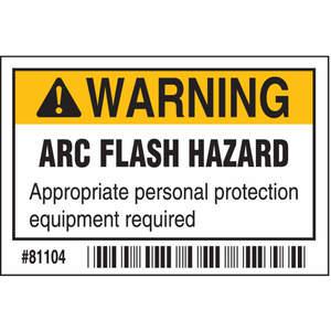 BRADY 81104 Arc Flash Protection Label 2 Inch H - Pack Of 100 | AC3ZJW 2XU78